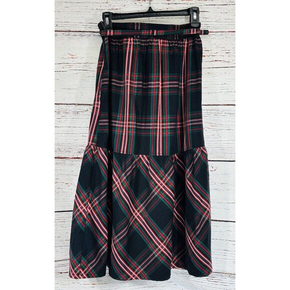Free Assembly Plaid Skirt Womens Size 2 Side Zip A Line Belted Blue Green Red - Picture 5 of 11